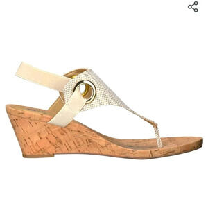 White Mountain Cream Wedge Sandals